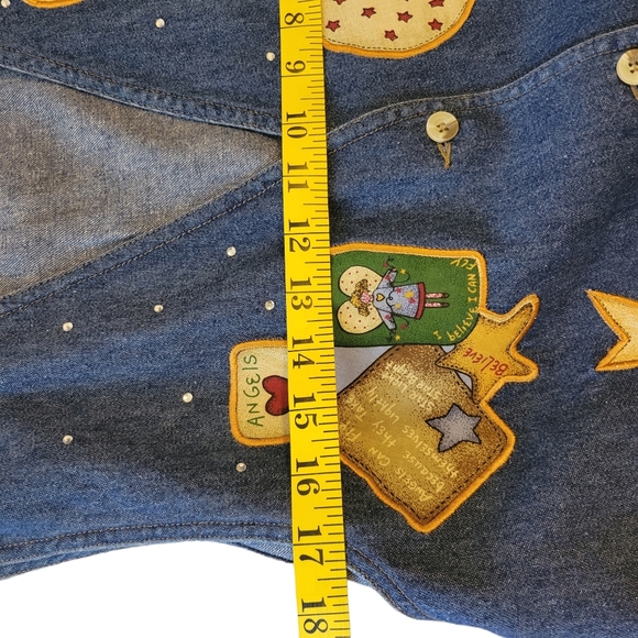 The Quacker Factory Women's Vest Sleeveless Denim Blue Angels Size Large. - Picture 8 of 9